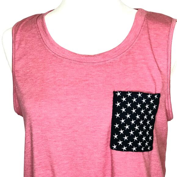 Design Lab Mauve Pink Slub Tank Top with Embroidered Star Pocket - Picture 2 of 6